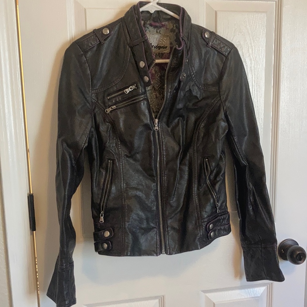 guess faux leather jacket